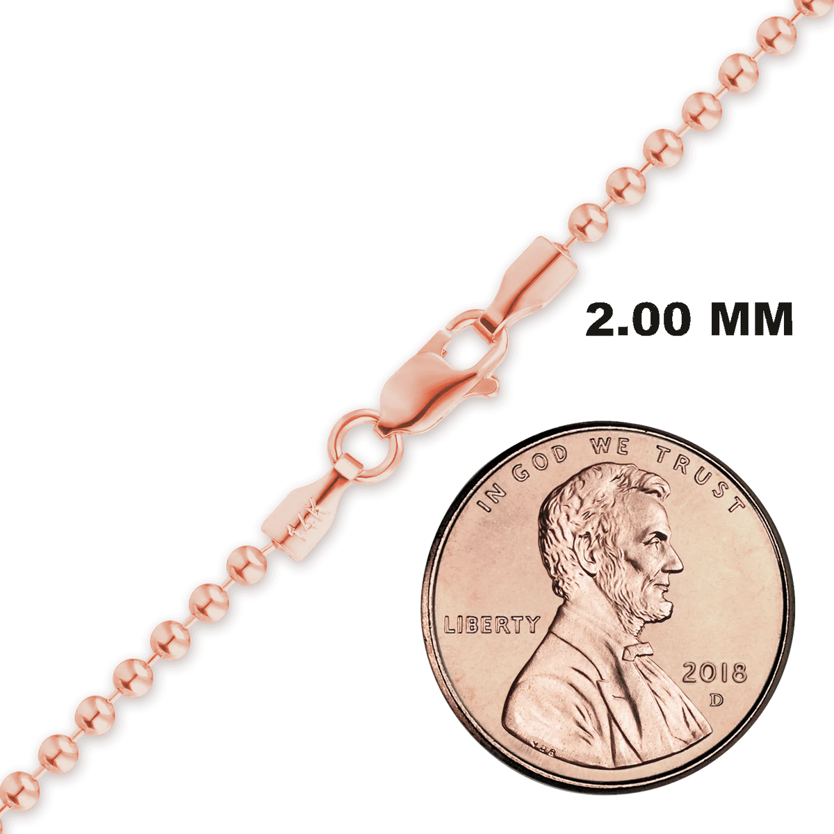 Round Bead Bracelet in 14K rose Gold