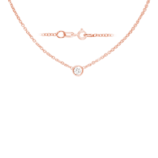Gemstone Round Bezel Charm in Cable Necklace