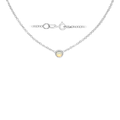 Gemstone Round Bezel Charm in 14K White Gold Necklace