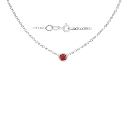 Gemstone Round Bezel Charm in 14K White Gold Necklace