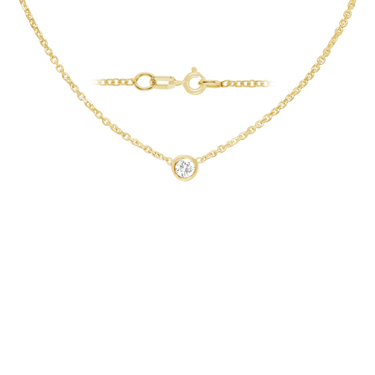 Gemstone Round Bezel Charm Necklace