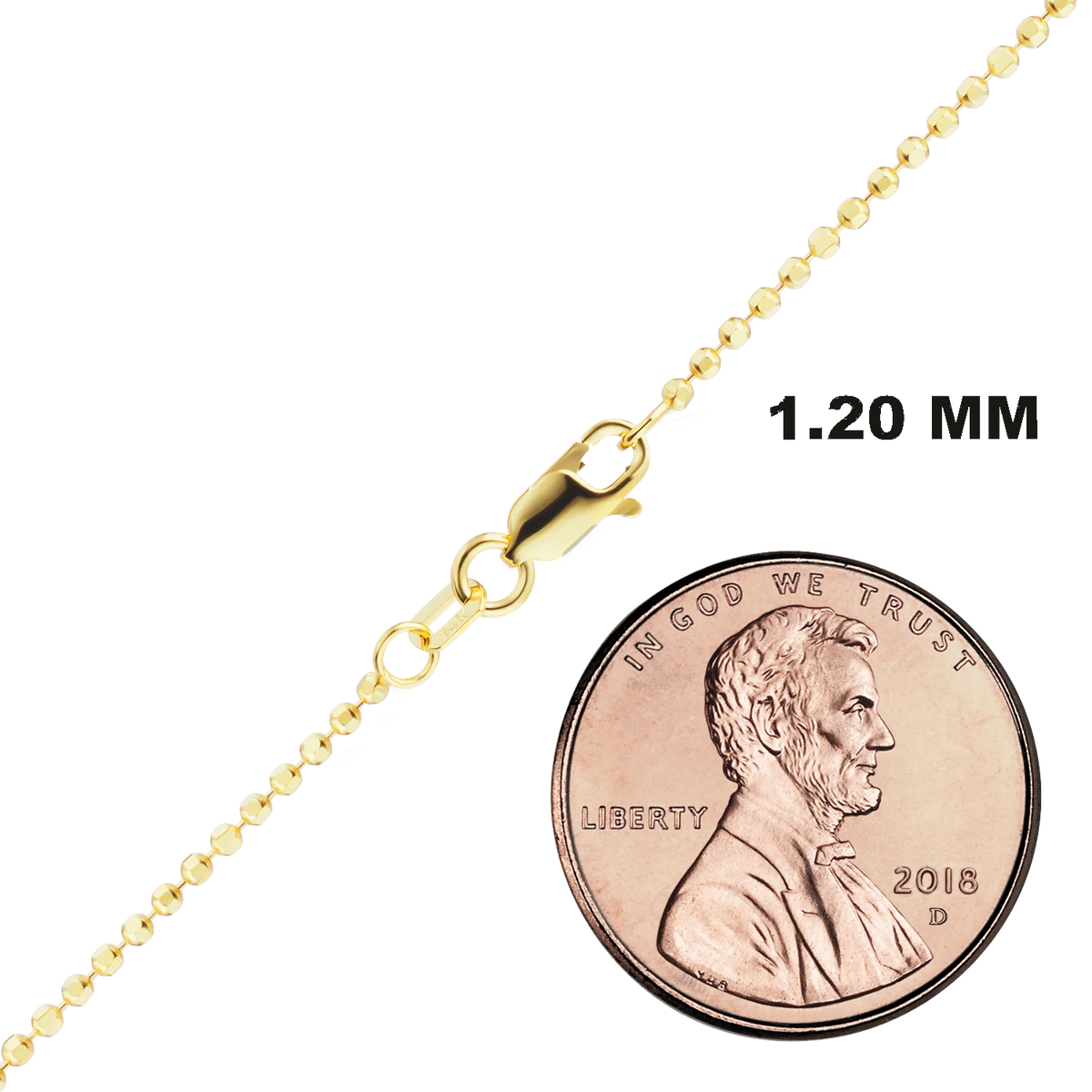 Diamond Cut Round Bead Bracelet in 14K Yellow Gold