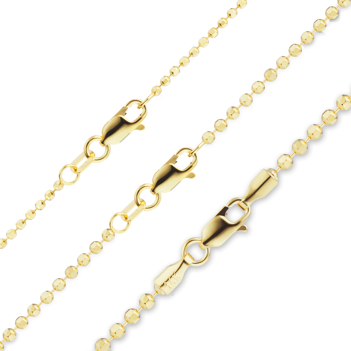 Diamond Cut Round Bead Bracelet in 14K Yellow Gold