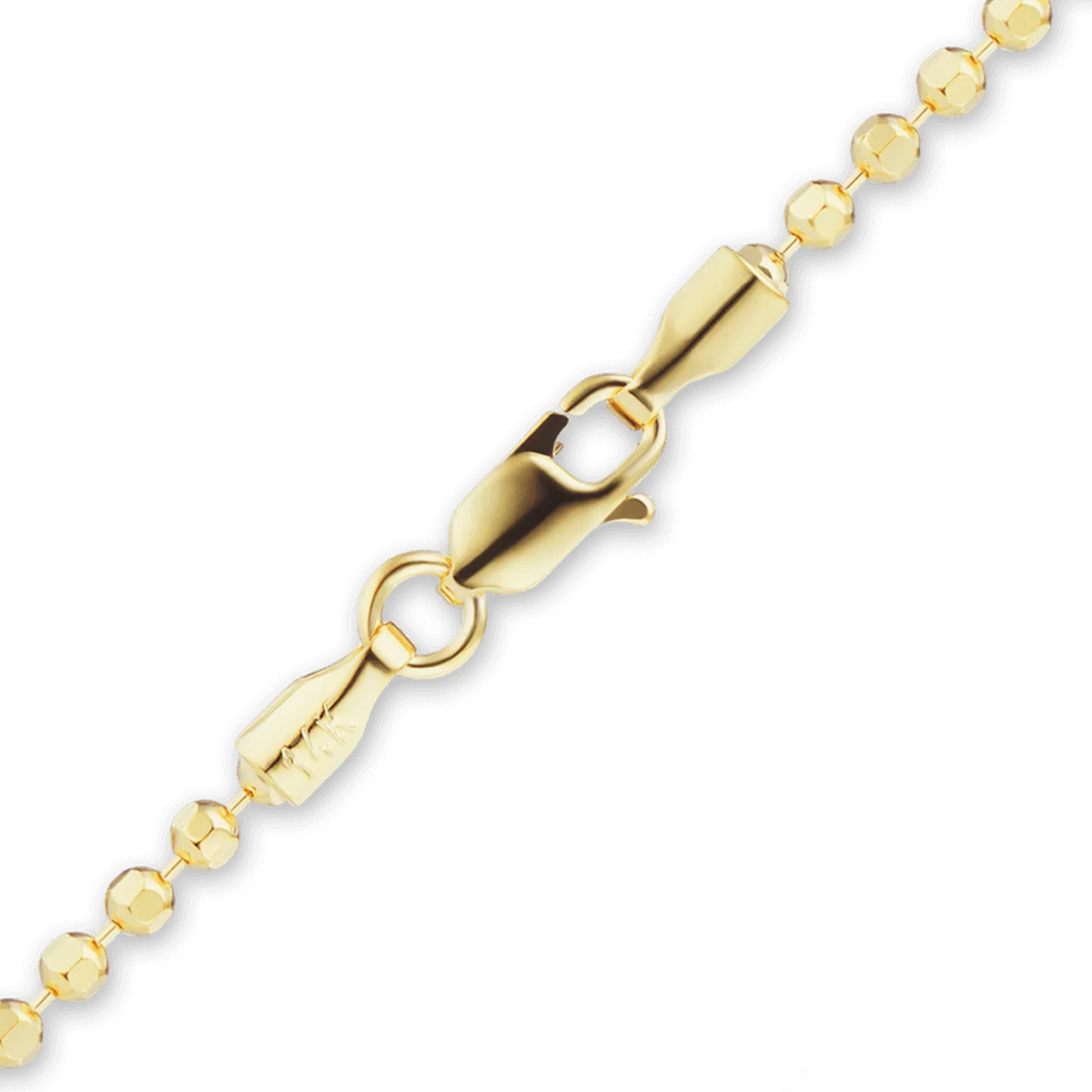 Diamond Cut Round Bead Anklet in 14K Yellow Gold