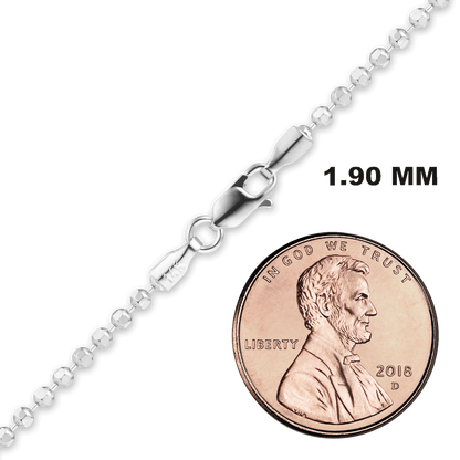 Diamond Cut Round Bead Necklace 14K White Gold
