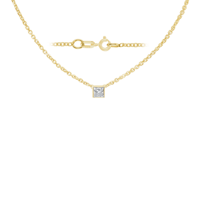 Gemstone Square Bezel Charm Necklace