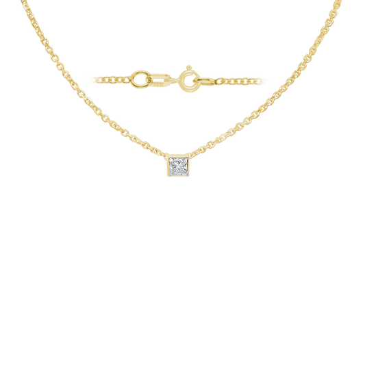 Gemstone Square Bezel Charm Necklace
