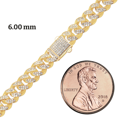 Handmade Semi-Solid Cuban Curb Necklace with Diamonds
