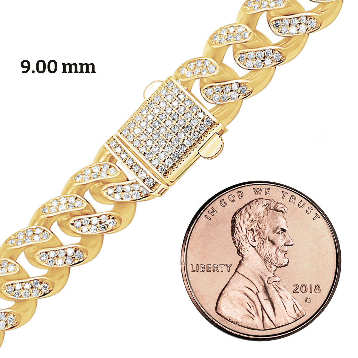Handmade Semi-Solid Cuban Curb Necklace with Diamonds
