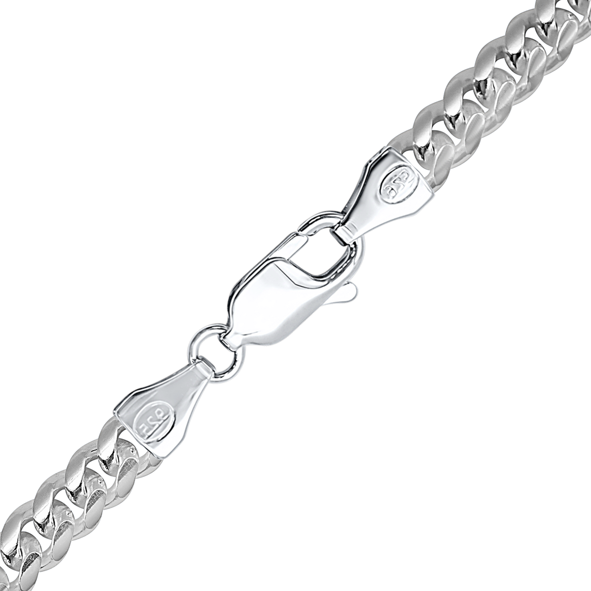 Round Curb Necklace in sterling silver