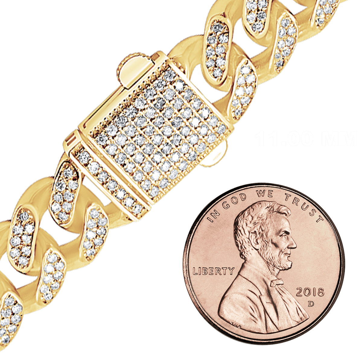 Handmade Semi-Solid Cuban Curb Necklace with Diamonds