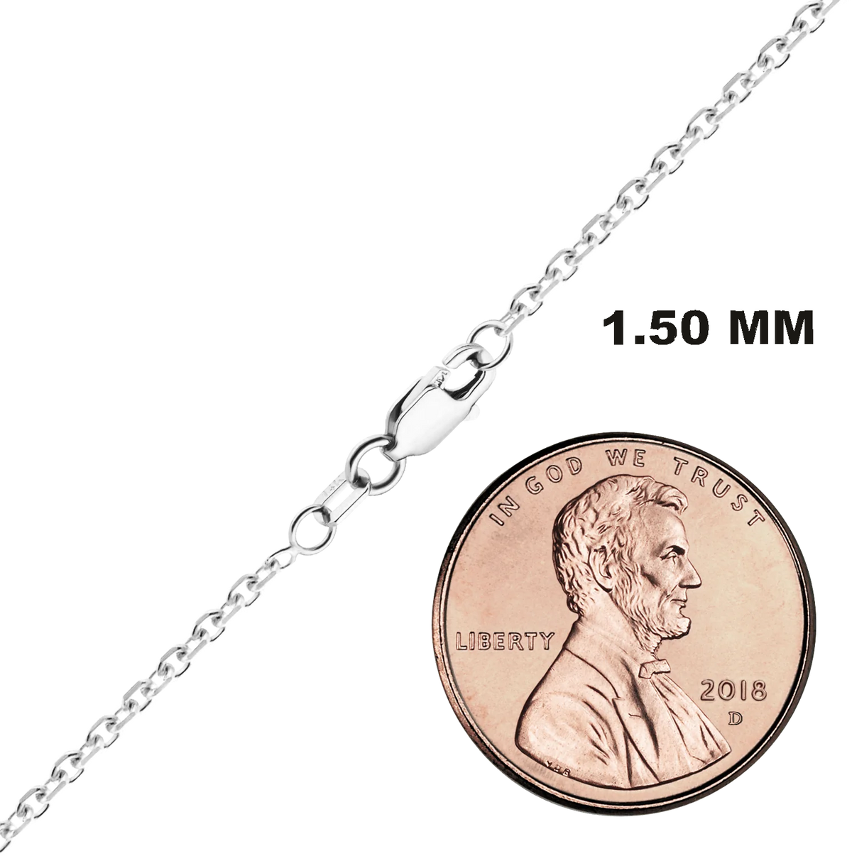 Diamond Cut Round Cable Bracelet in 14K White Gold