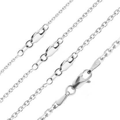 Diamond Cut Round Cable Bracelet in 14K White Gold