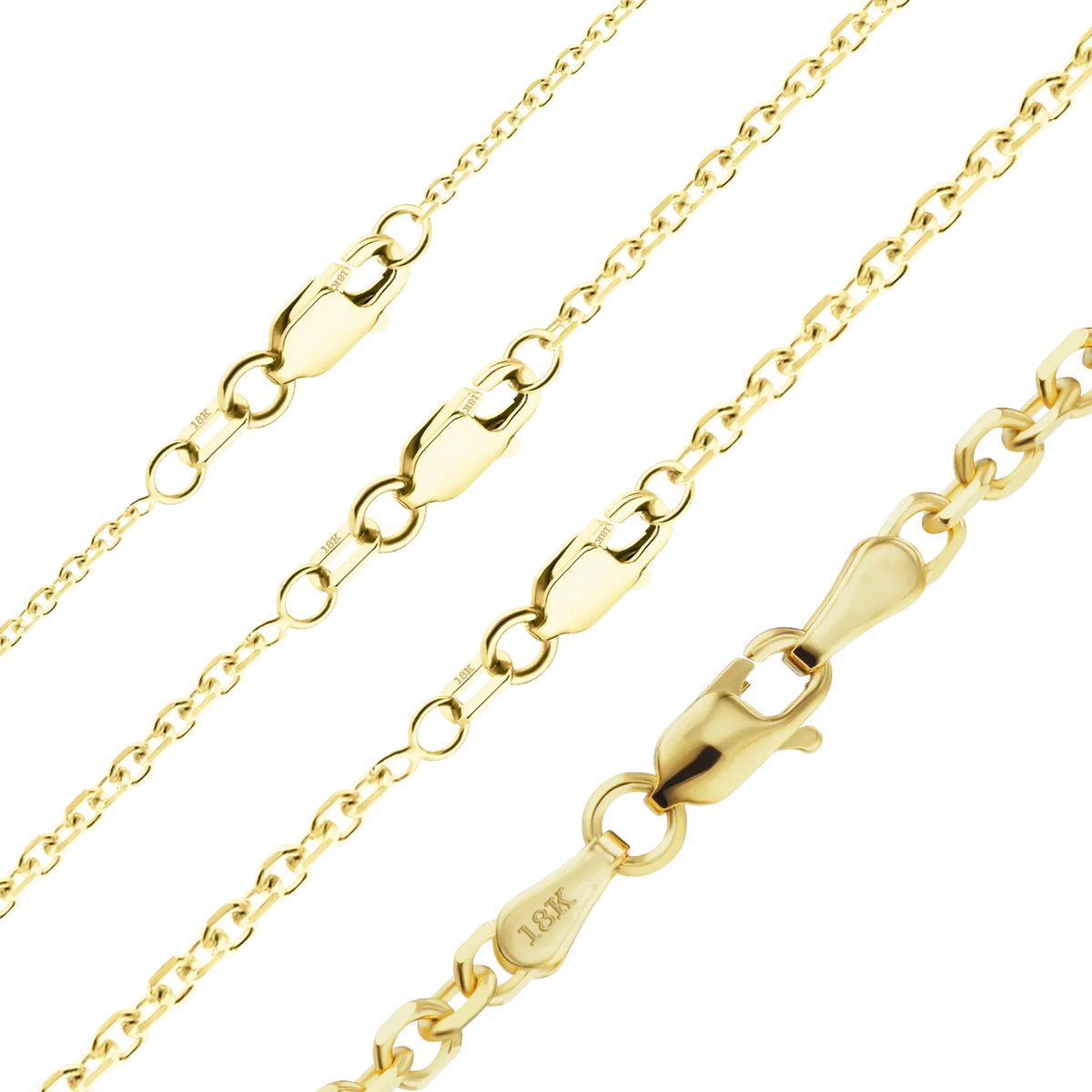 Diamond Cut Round Cable Bracelet in 18K Yellow Gold