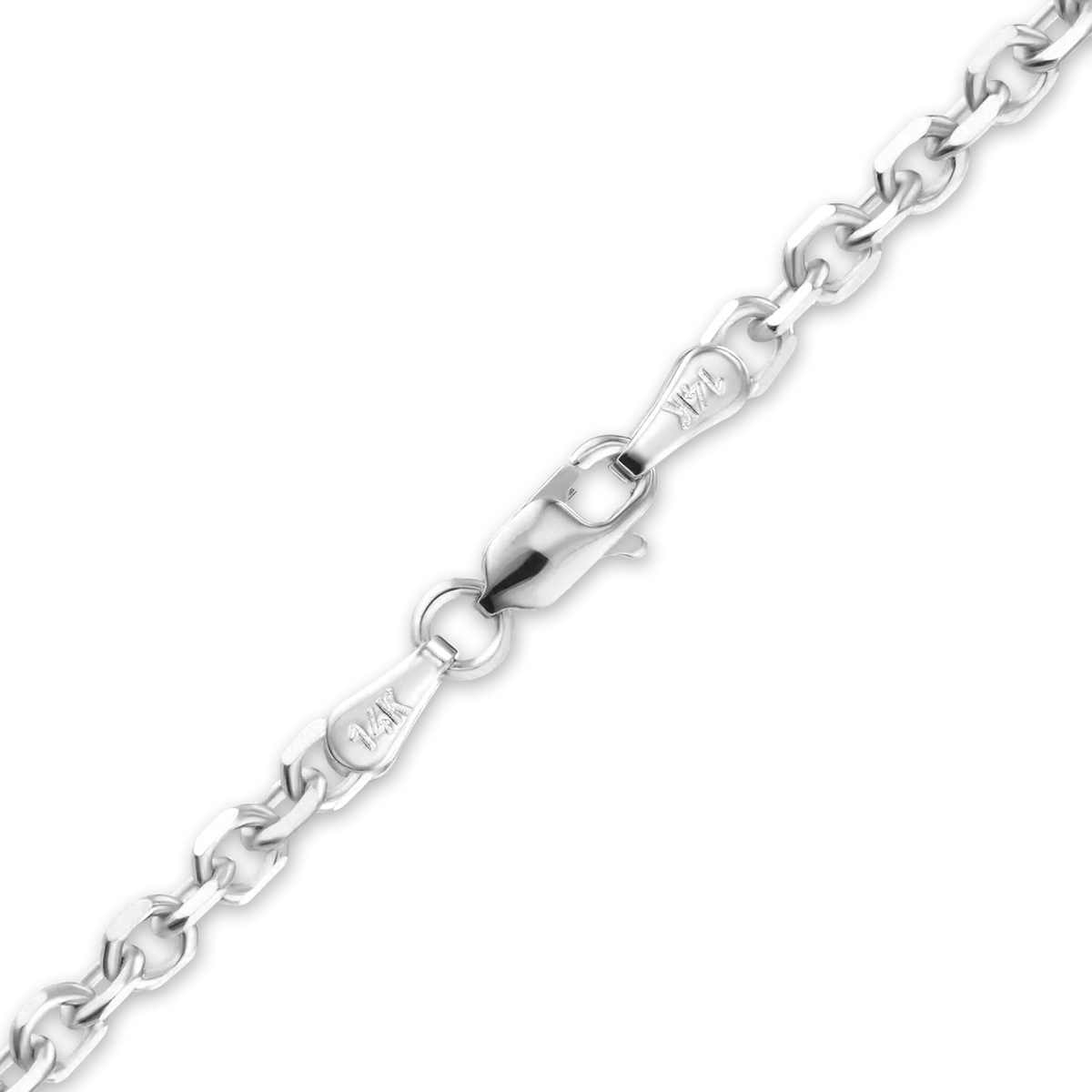 Diamond Cut Round Cable Bracelet in 14K White Gold