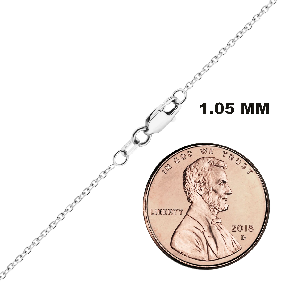 Diamond Cut Round Cable Bracelet in 14K White Gold