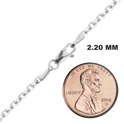 Diamond Cut Round Cable Necklace 14K White Gold