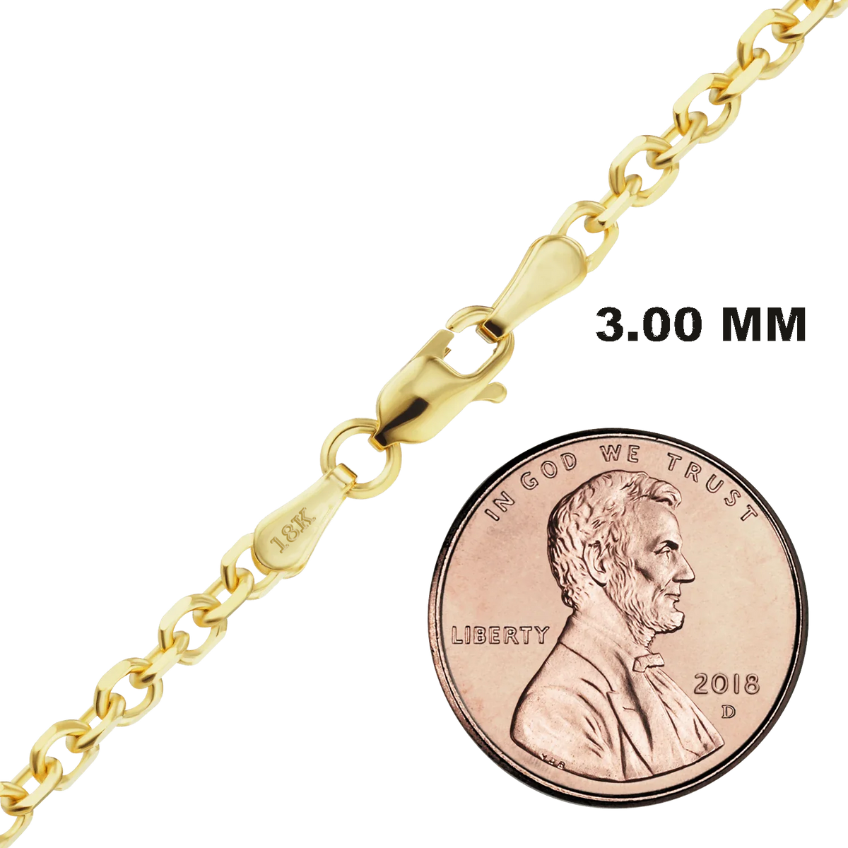 Diamond Cut Round Cable Bracelet in 18K Yellow Gold