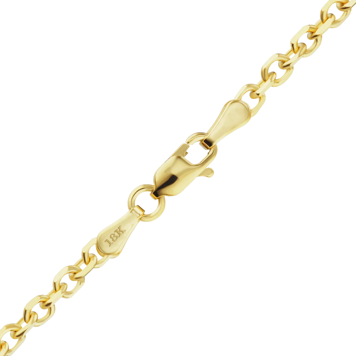 Diamond Cut Round Cable Bracelet in 18K Yellow Gold
