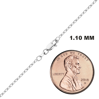 Elongated Cable Necklace 14K White Gold