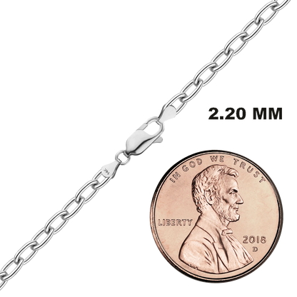 Elongated Cable Necklace 14K White Gold