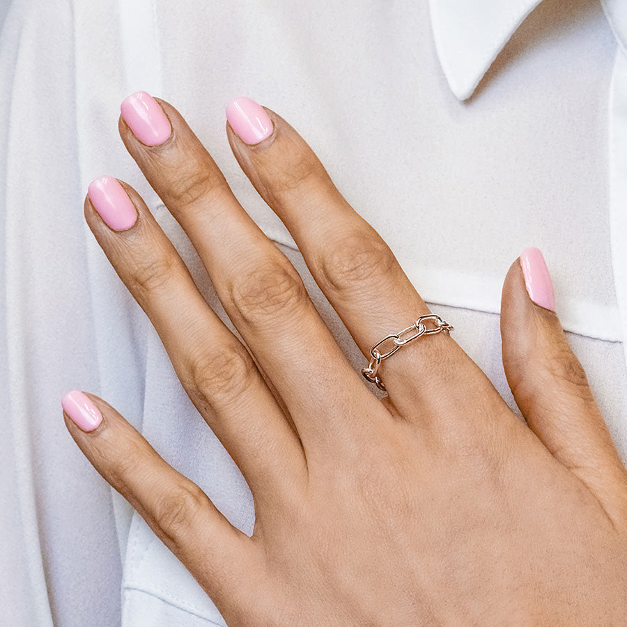 Light Elongated Cable Chain Ring