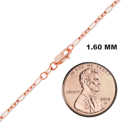 Diamond Cut Cable Figaro Necklace 14K Rose Gold