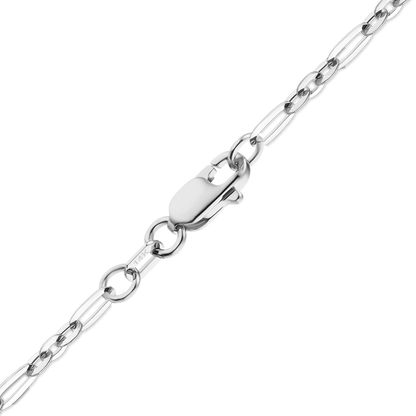 Diamond Cut Cable Figaro Bracelet in 14K White Gold