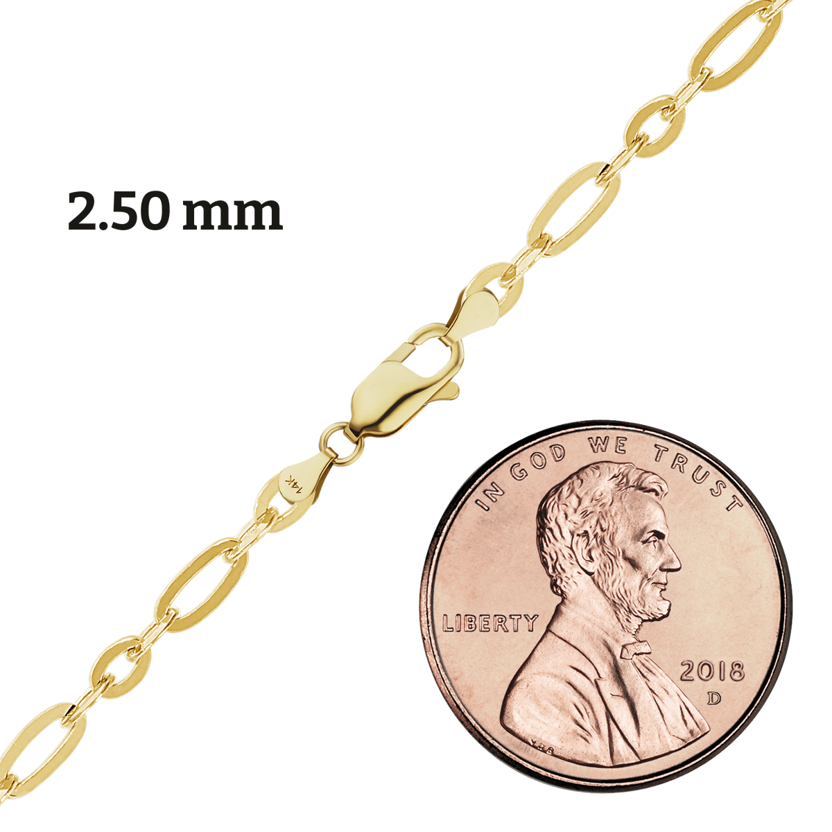 Figaro-Halskette mit Diamantschliff, 14 Karat Gelbgold