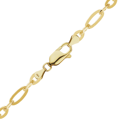 Diamond Cut Cable Figaro Anklet in 14K yellow gold