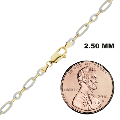 Diamond Cut Cable Figaro Necklace 14K Two Tone Gold