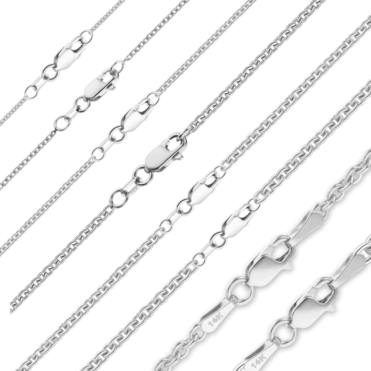 Heavy Round Cable Bracelet in 14K White Gold