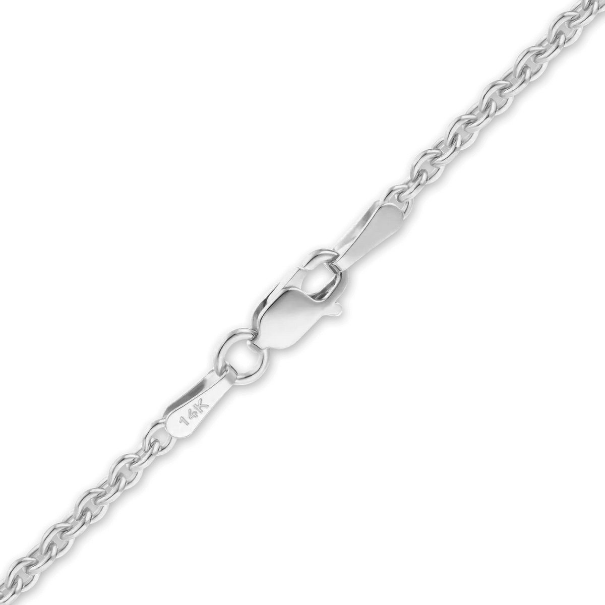 Heavy Round Cable Bracelet in 14K White Gold