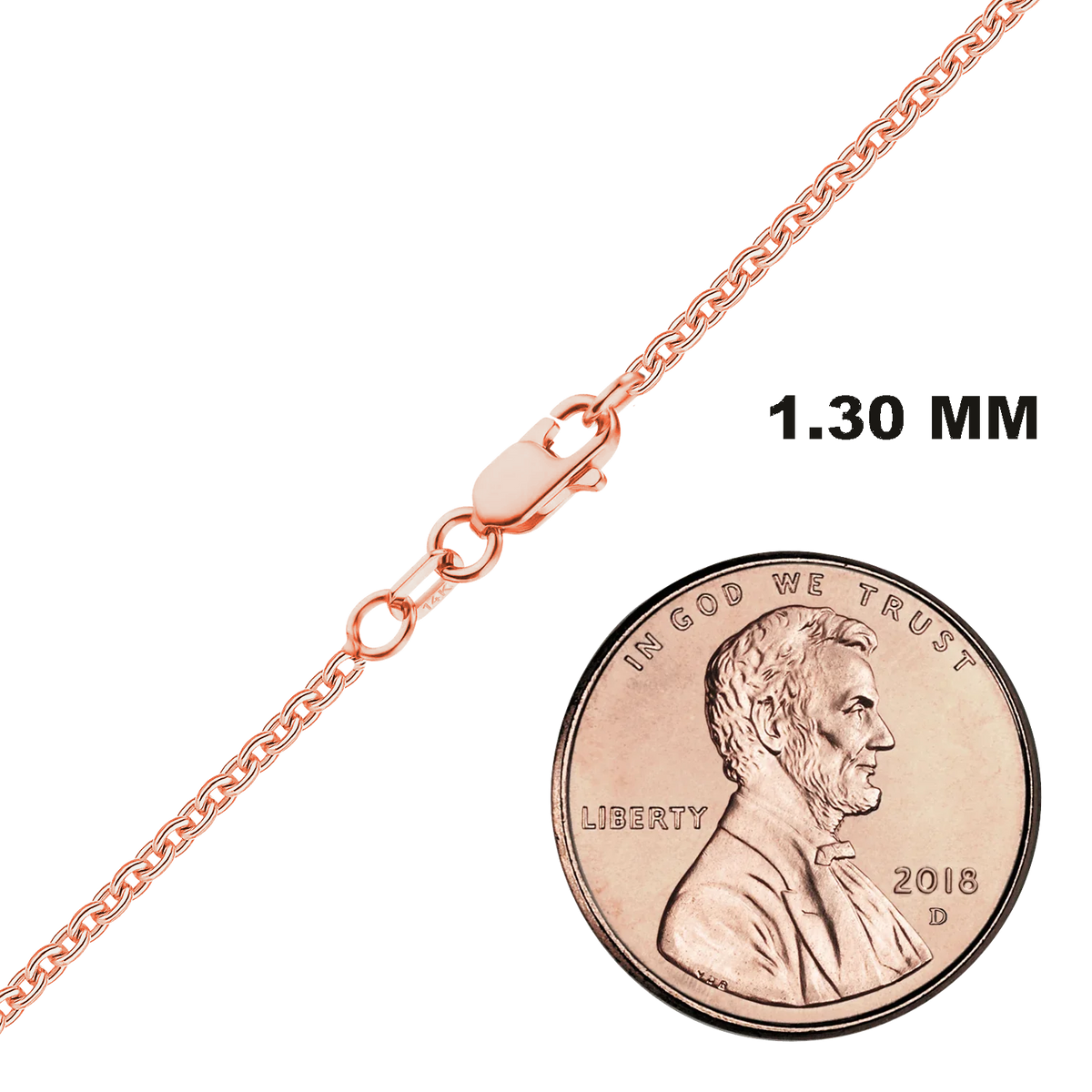 Heavy Round Cable Bracelet in 14K rose Gold