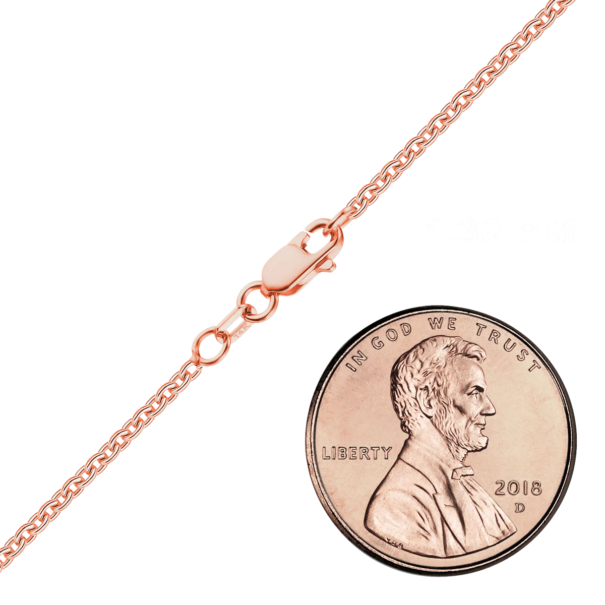 Heavy Round Cable Bracelet in 14K Rose Gold