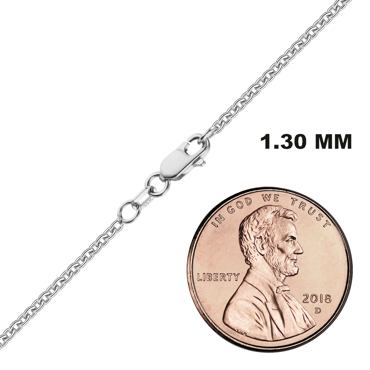 Heavy Round Cable Necklace 14K White Gold