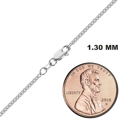 Heavy Round Cable Necklace 14K White Gold