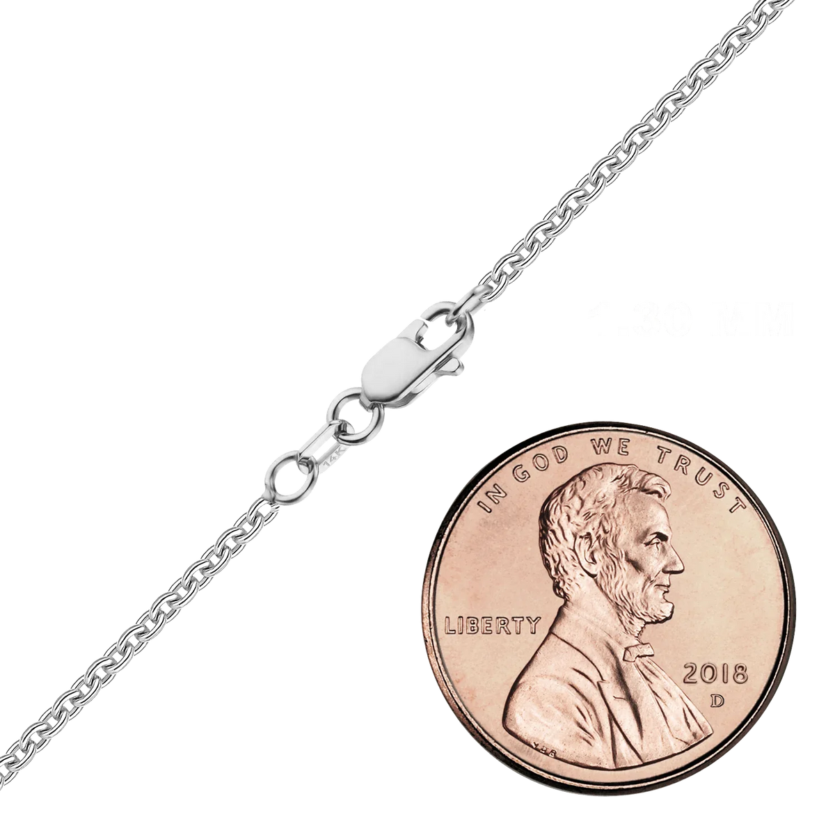 Heavy Round Cable Bracelet in 14K White Gold
