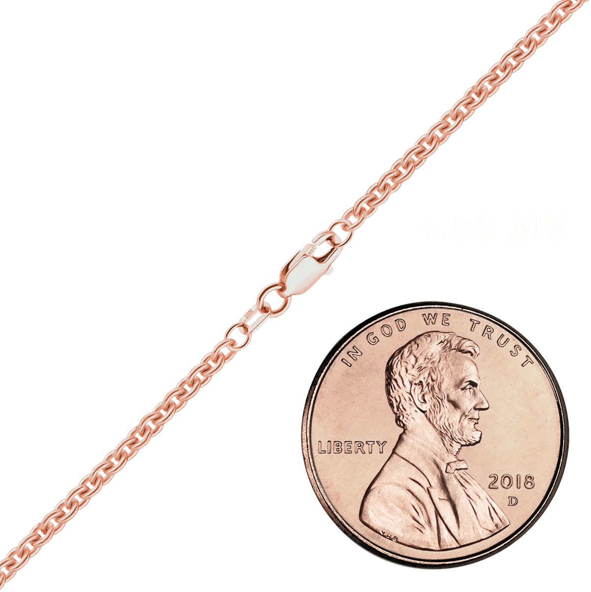 Heavy Round Cable Necklace 18K Rose Gold