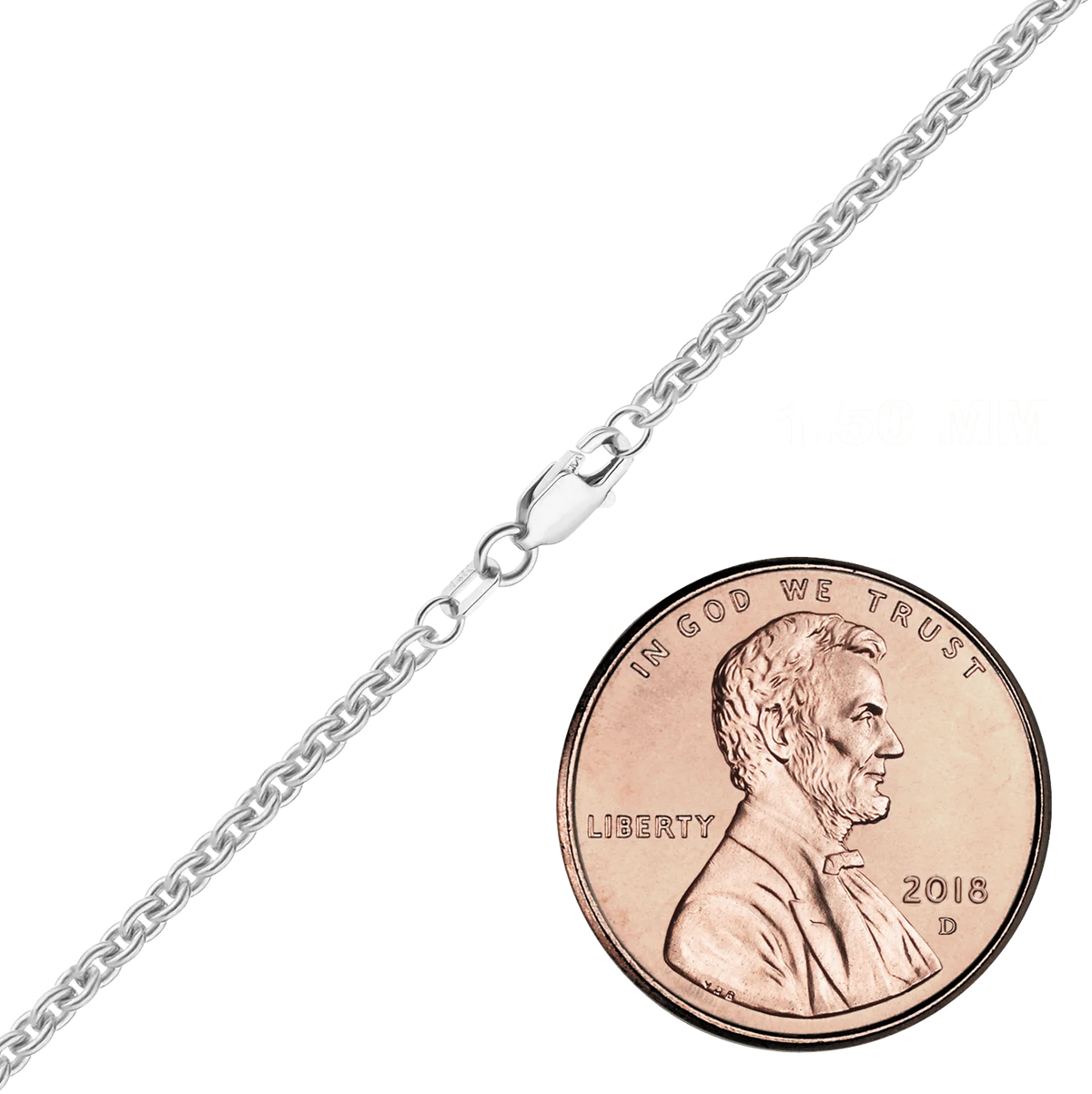 Heavy Round Cable Necklace 14K White Gold