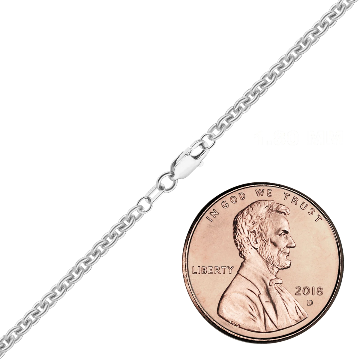 Heavy Round Cable Necklace 14K White Gold