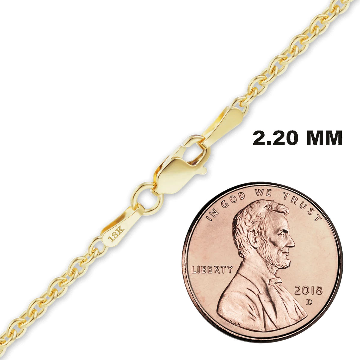 Heavy Round Cable Necklace 18K Yellow Gold
