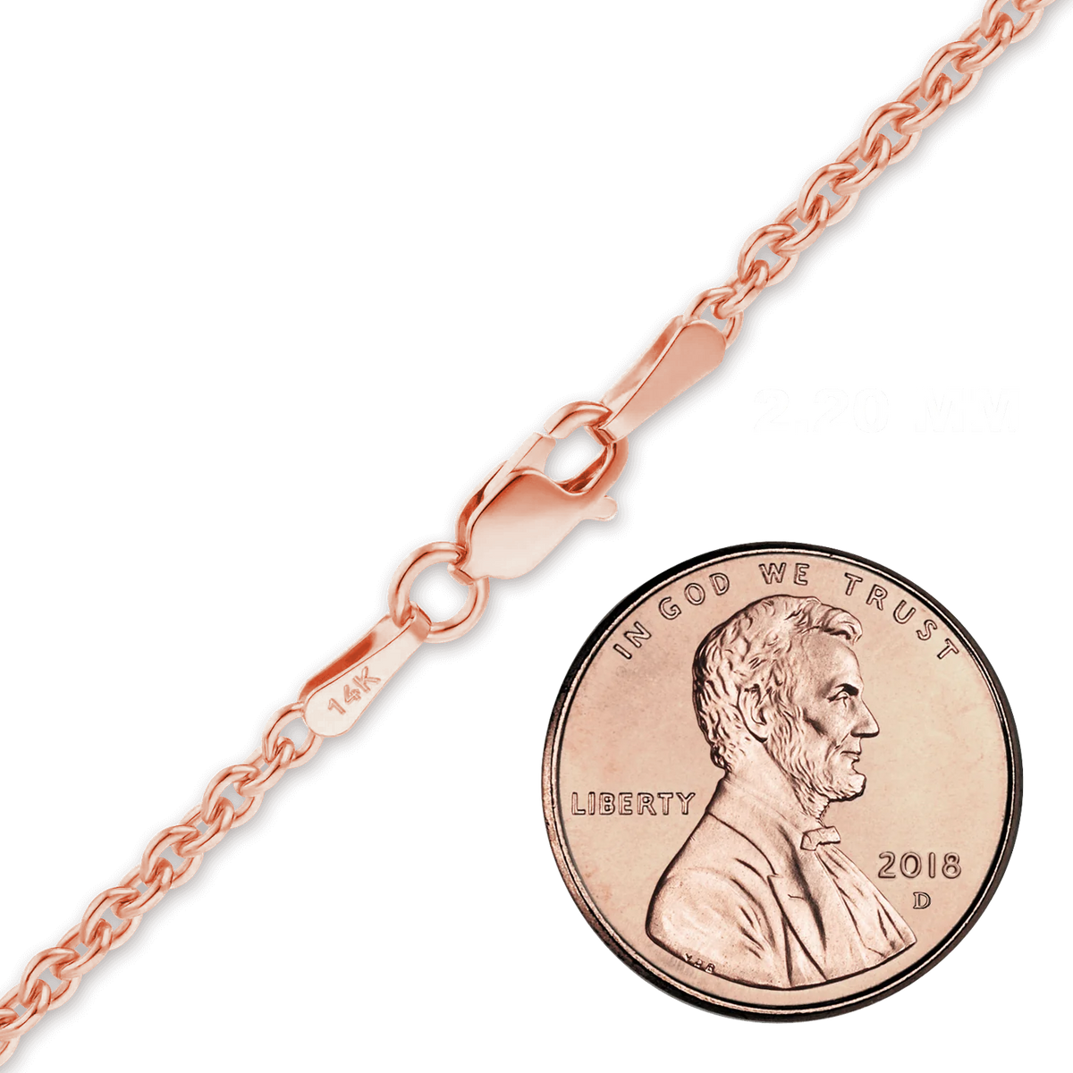 Heavy Round Cable Bracelet in 14K Rose Gold
