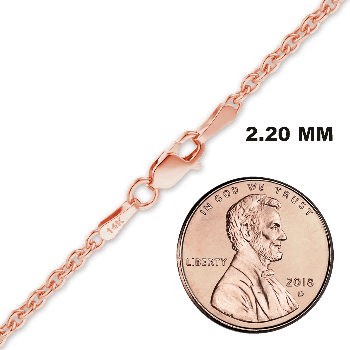 Heavy Round Cable Bracelet in 14K rose Gold