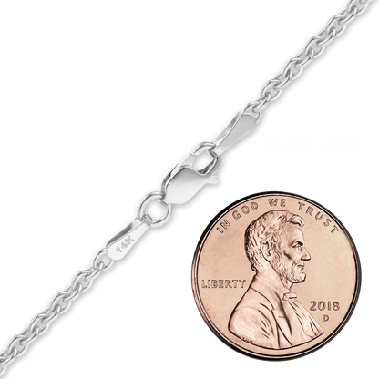Heavy Round Cable Necklace 14K White Gold