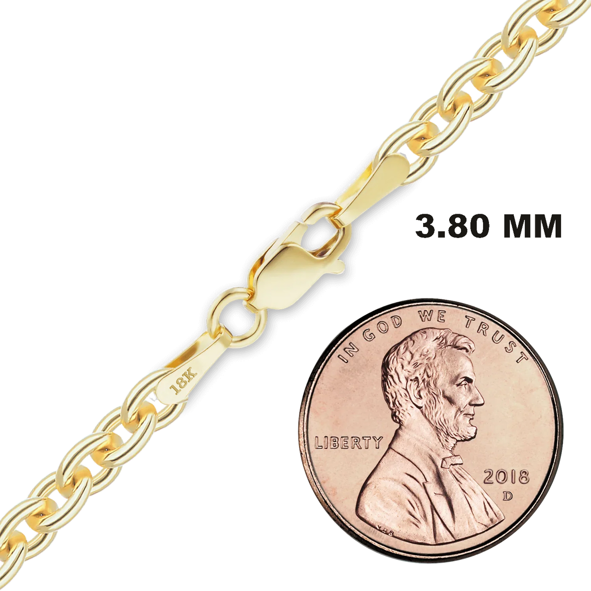 Heavy Round Cable Necklace 18K Yellow Gold