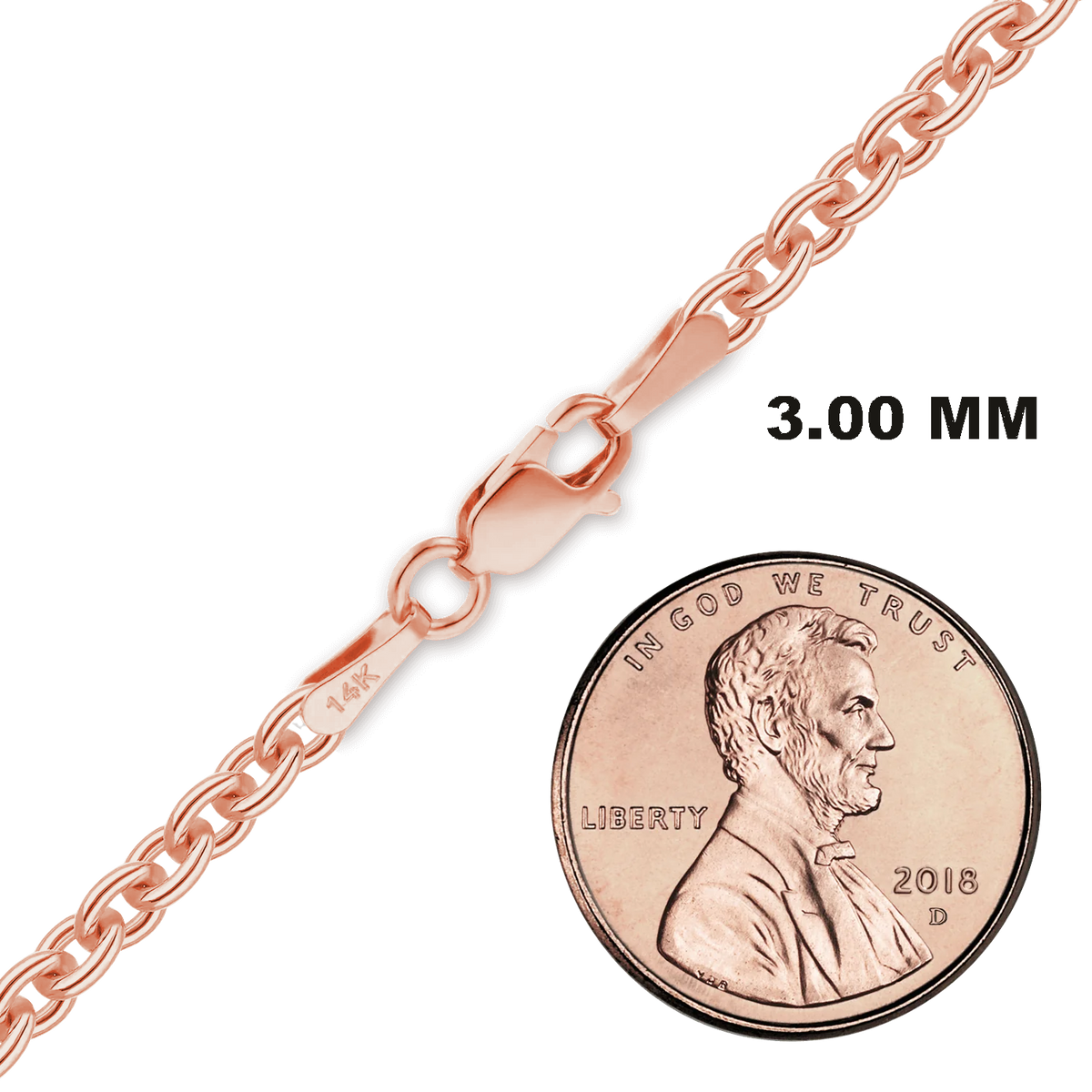 Heavy Round Cable Bracelet in 14K rose Gold
