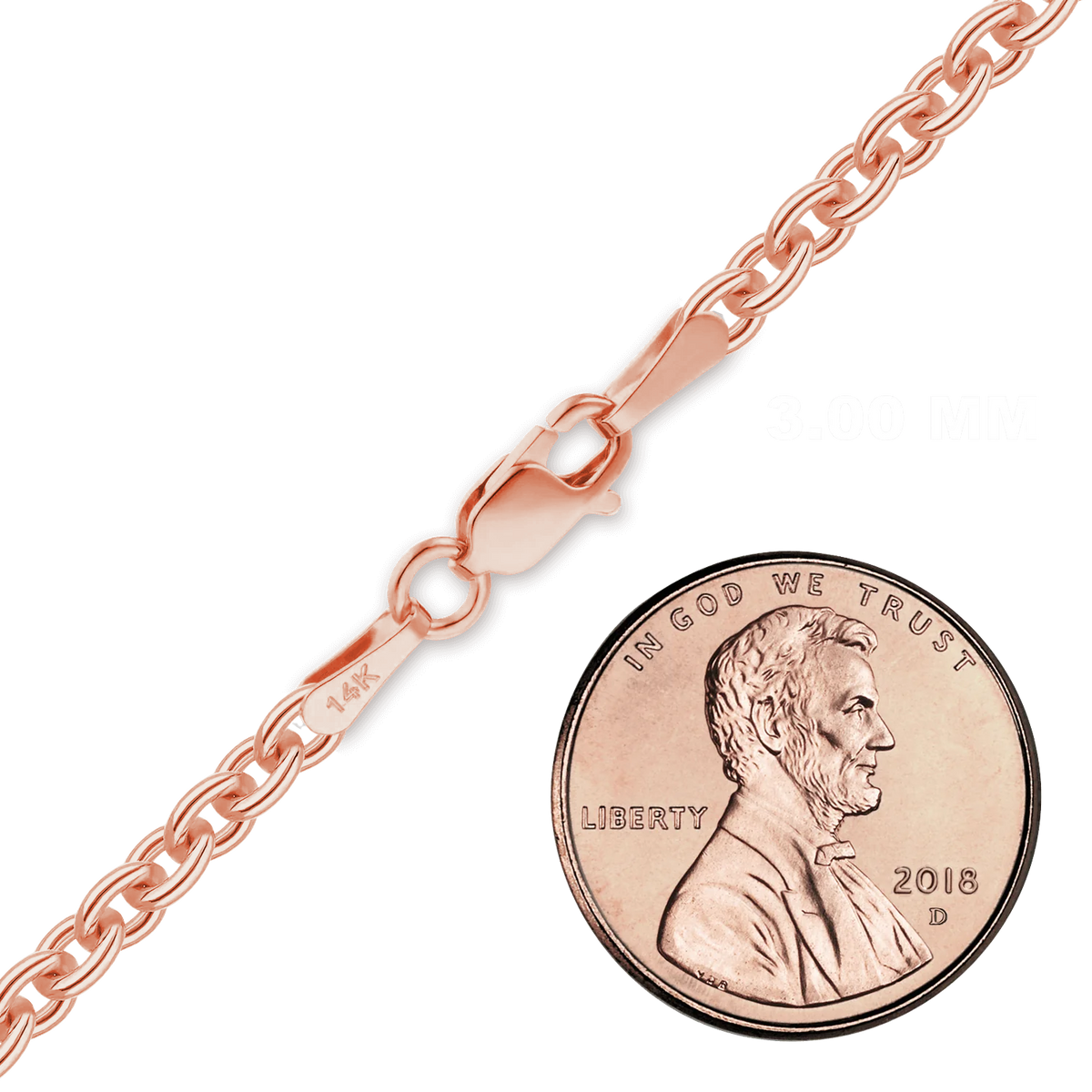 Heavy Round Cable Bracelet in 14K Rose Gold