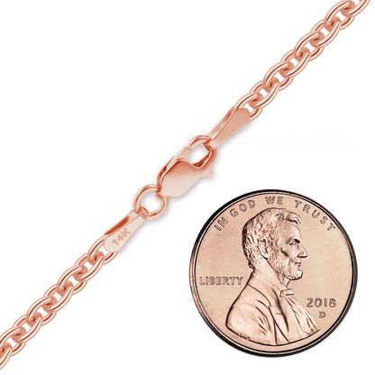 Heavy Round Cable Bracelet in 14K Rose Gold