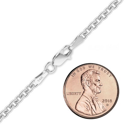 Heavy Round Cable Bracelet in 14K White Gold